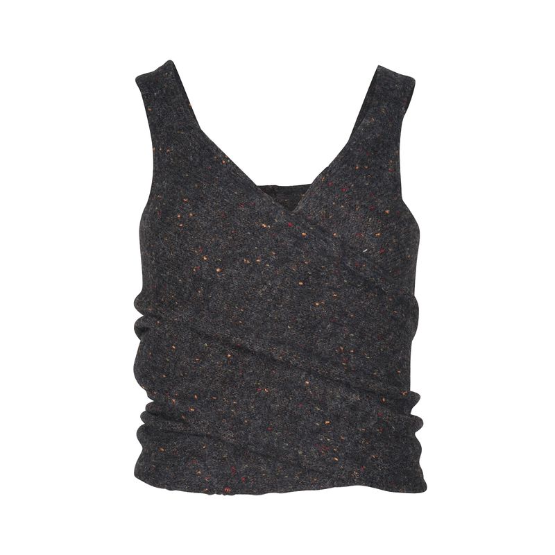 Isabel Marant Tie Back Sleeveless Top In Grey Alpaca Wool